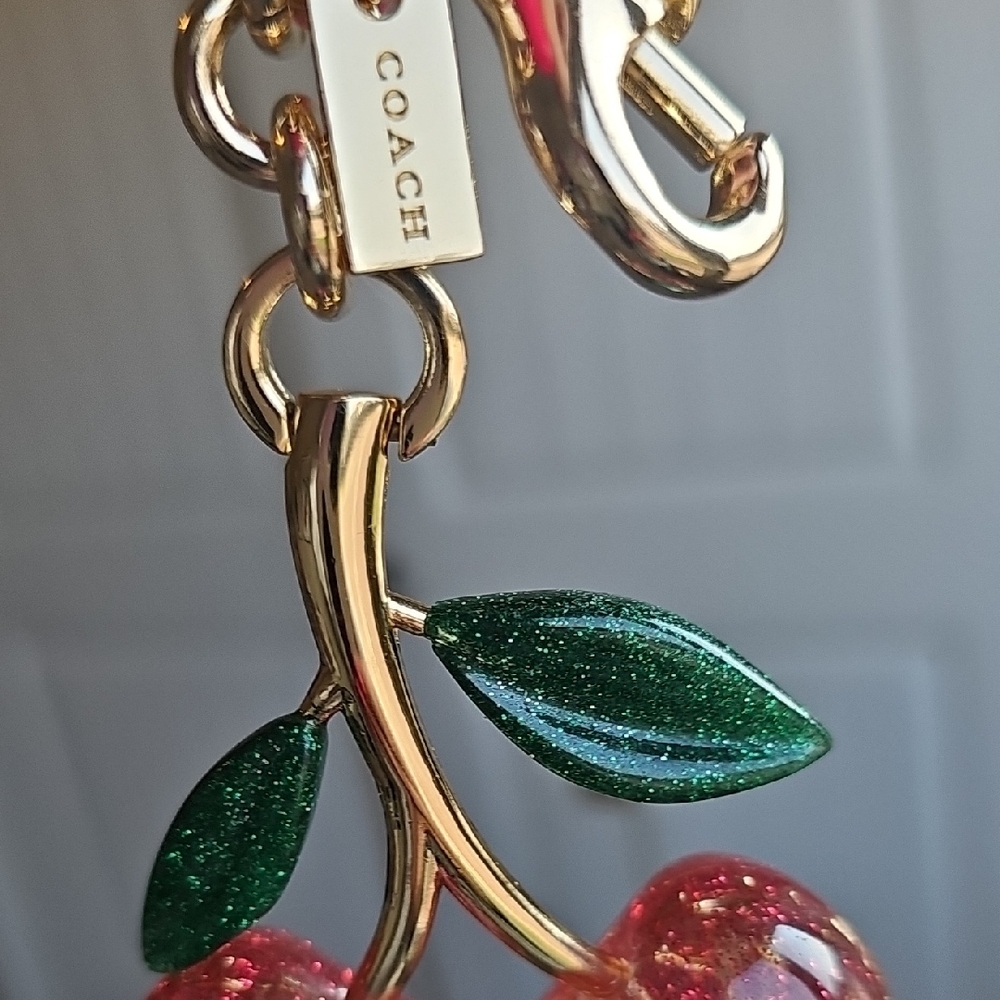 Coach Gold and Pink Cherry Keychain NWT - Picture 5 of 6